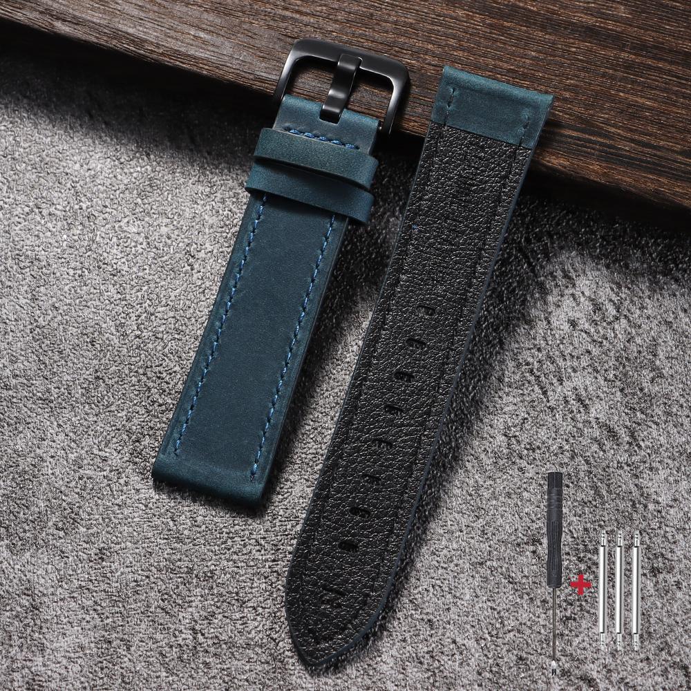 Kalbsleder Echtes Leder Uhrenarmbänder 18mm 20mm 22mm 24mm Smartwatch Armband Dunkelbraun Schwarz Blau Uhrenarmband Uhrenzubehör