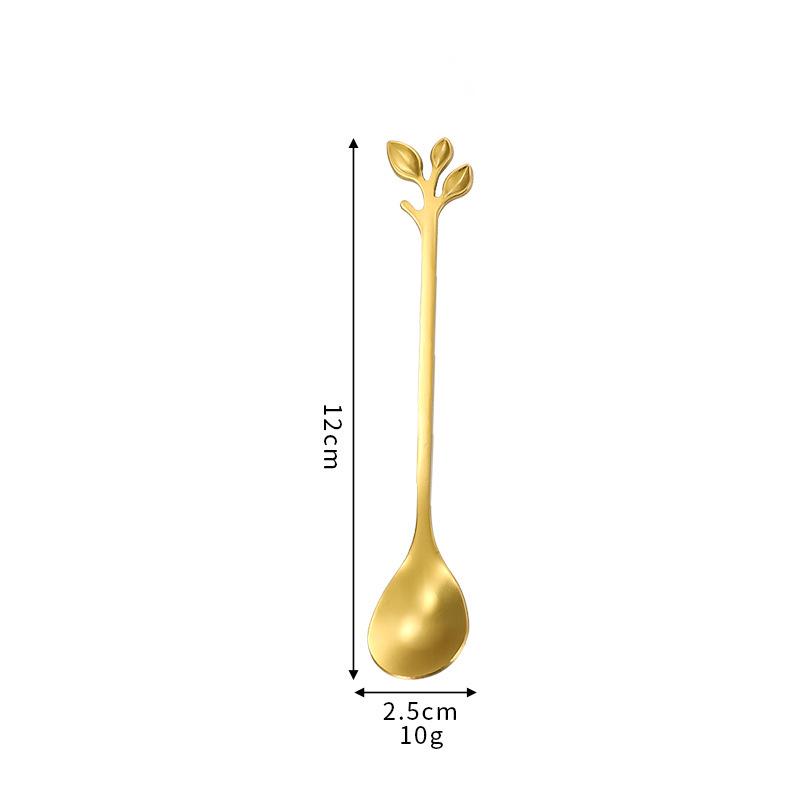 Cherry Blossom Stainless Steel Spoons: Rose Spoon, Heart Spoon, Coffee Spoon, Honey Dessert Spoon, Gold Cherry Blossom Spoon