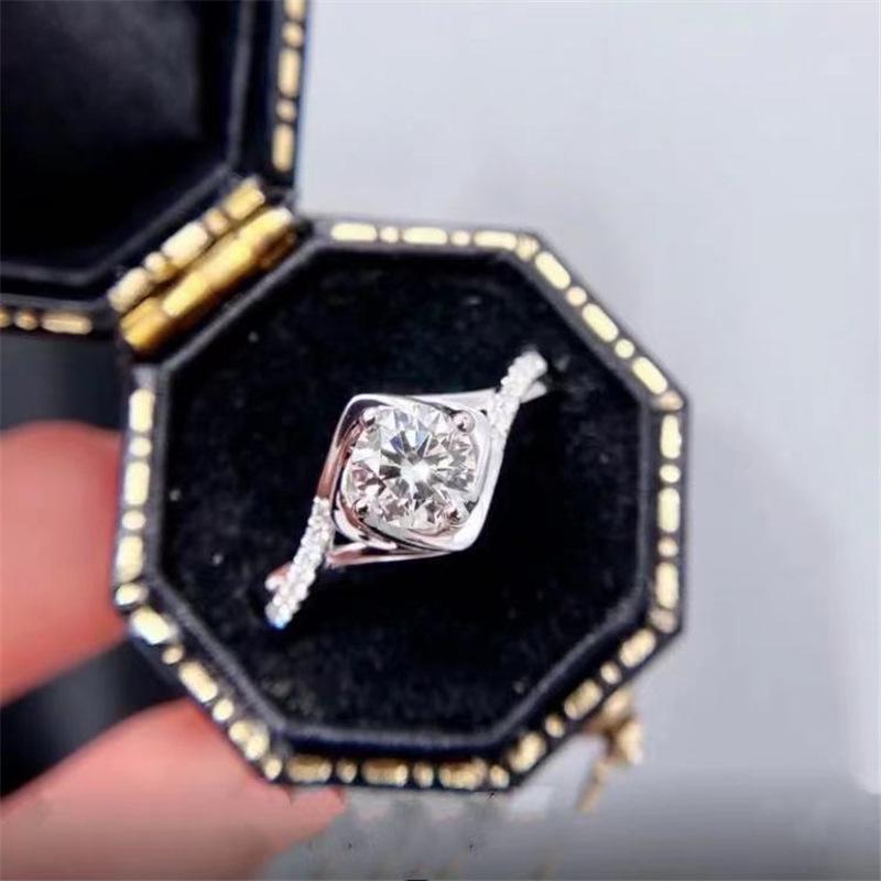 Platinum Moissanite Ring with 18K Gold Craftsmanship, Certified to Pass Diamond Tester 0.5 Carat Moissanite Ring
