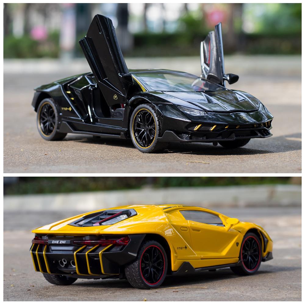 1:24 Scale Lp770-4 Car Model Toy Doors Opened Alloy Diecast Sound Light Pull Back Supercar Model Office Table Ornament