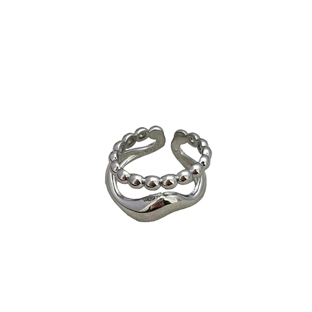 Korean Style Adjustable Geometric Wave Ring