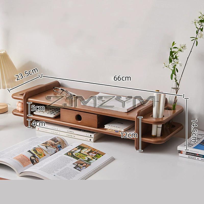 Monitor Stand Riser Bamboo Monitor Holder Desk Support Keyboard Mouse Organizer PC Screen Stand Office Storage