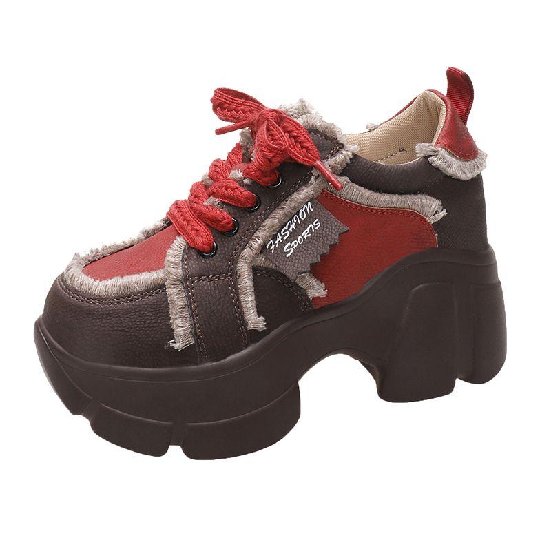 

Women s Height Increasing Chunky Sneakers Spring and Autumn Fashion Thick Sole Soft Sole Non Slip Lace Up Shoes for Women 40