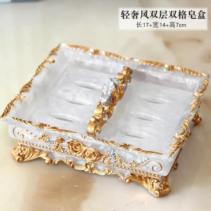 Drain Soap Holder Box European Style Soap Box Bathroom Soap Holder Dish Storage Plate Tray Bathroom Shower Supplies Bathroom