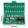 46Pcs Family Tools 1/4 Set Mechanic Tool Kits for Auto Repair Hous with Sockets Metric Hex Bit Socket Set Inch Ratchet Wrench