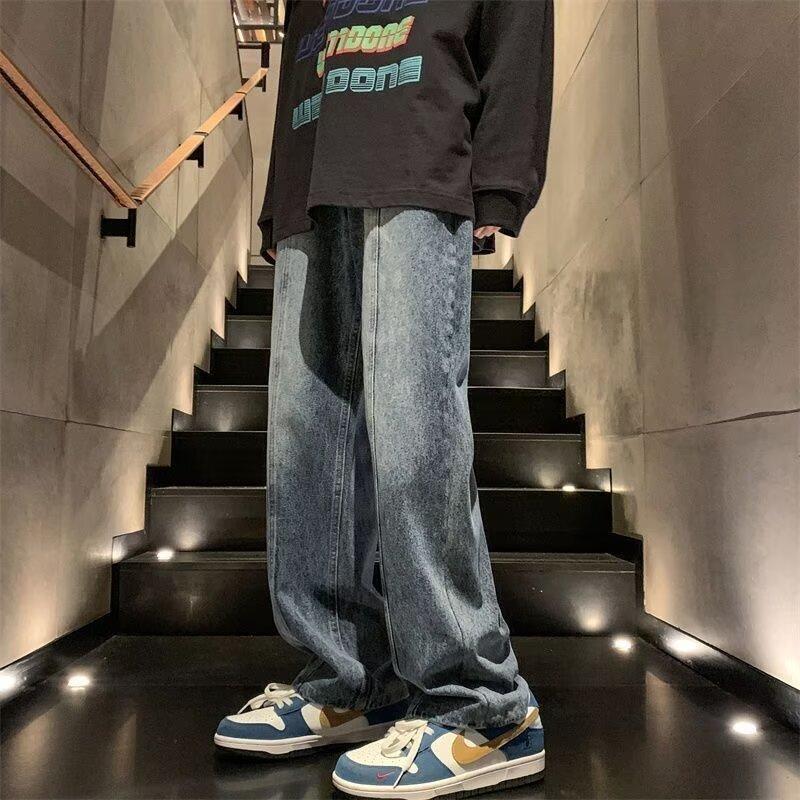 Black Versatile Jeans Men's Spring and Autumn Boys Loose Straight Casual Trousers Vibe High Street Wide-leg Trousers