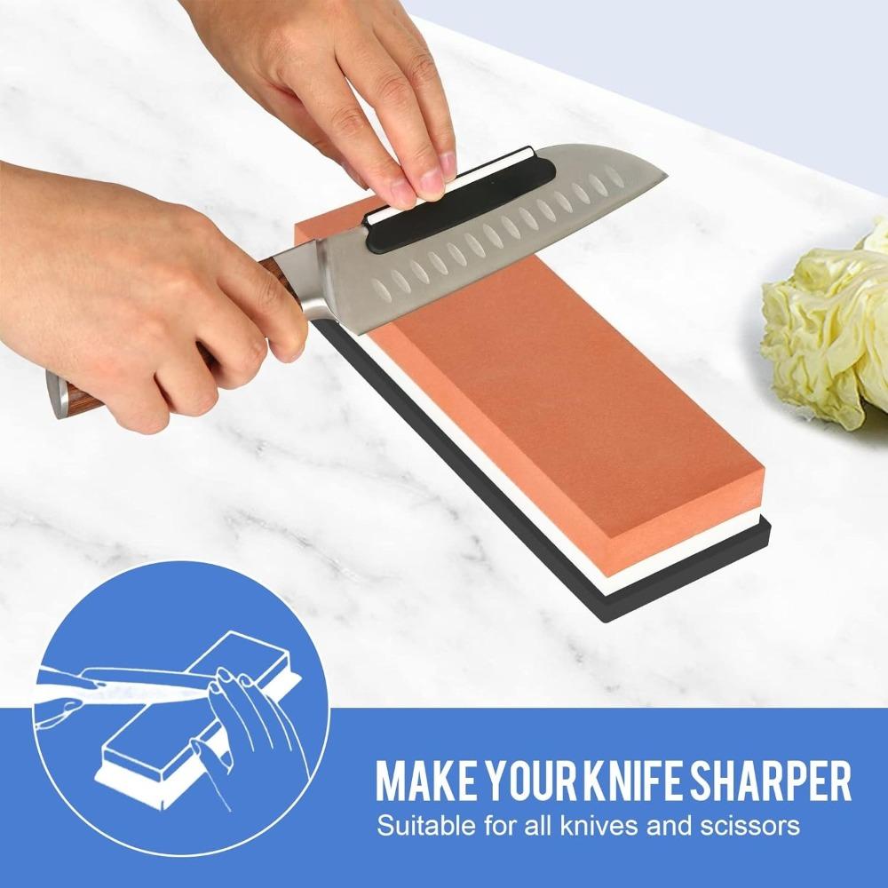 Whetstone, Knife Sharpener, Double-sided Household Whetstone with Non-slip Pad for Scissors, Razors, Carving Tools, Etc.