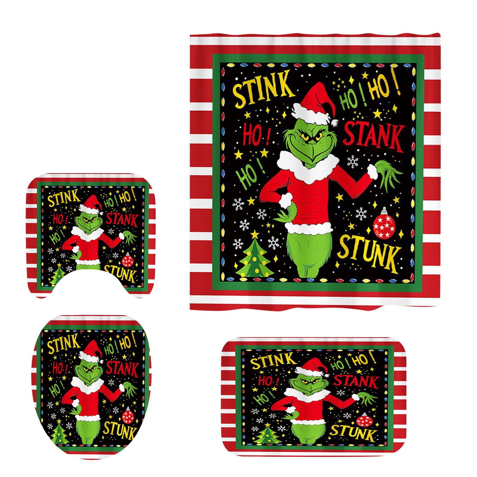 

Christmas Decor Bathroom Polyester Shower Curtain Set, 4 Pieces One Size