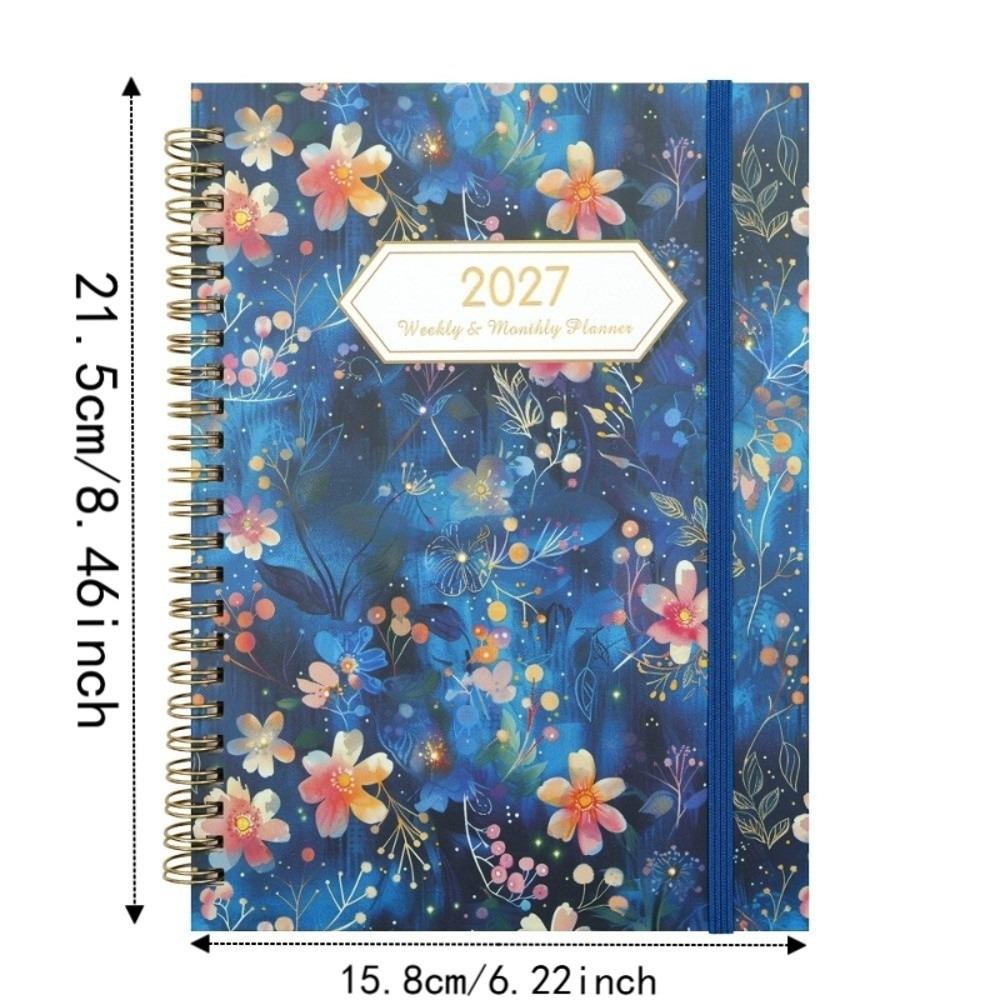 Paper Made 1117 Weekly Planner Solid Color Twin Wire Binding Floral Spiral Notebook Flexible Cover Tab Divided A1 Agenda Book