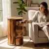 Wooden Round Nightstand | Solid Wood 3-Drawer Side Table, Wooden Chest of Drawer-Storage Desk Solid Wood Cupboard | Unique Drawer Dressers