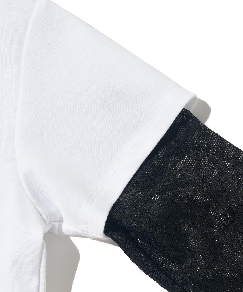 CARGOBROS FOR WOMAN Star See-Through Long Sleeve Layered Short Sleeve Tee Set (Black/Ivory)