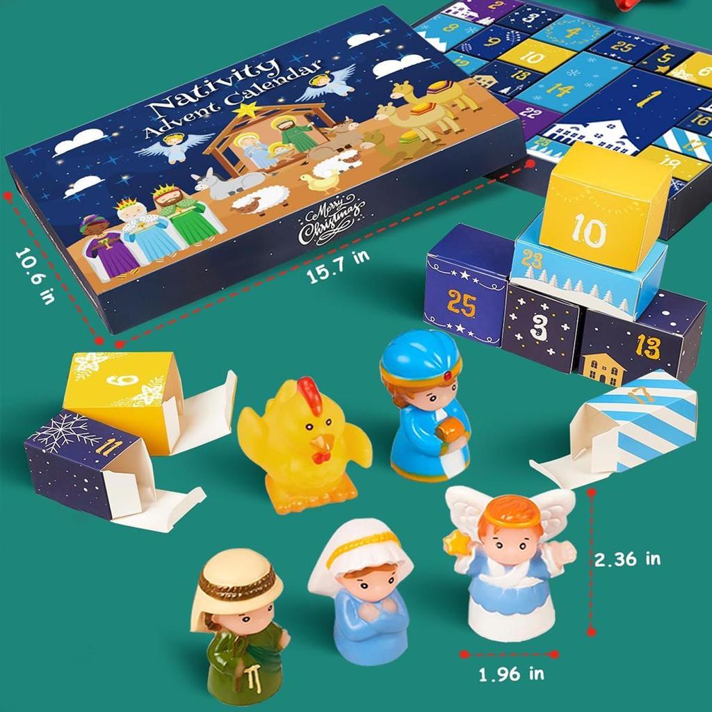 2025 Countdown Advent Nativity Calendar Nativity Scene Jesus Story Christmas Countdown Decor 25pcs Nativity Scene Set For Kid