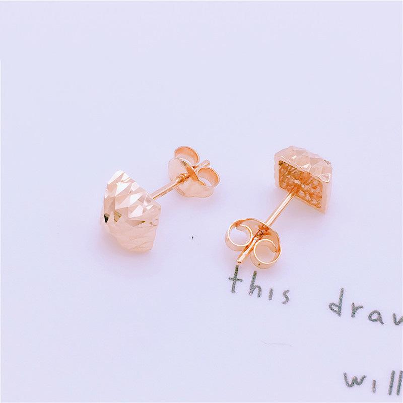 Purple Gold Side Flower Stud Earrings Rose Gold Plated Earrings Trendy Earrings Small And Exquisite