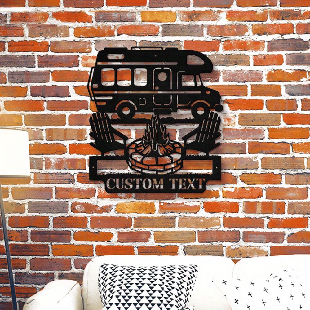 Exclusive Custom Metal Nameplate for Truck Campers Personalized Campfire Motif Art Durable Stylish Home Outdoor Decor