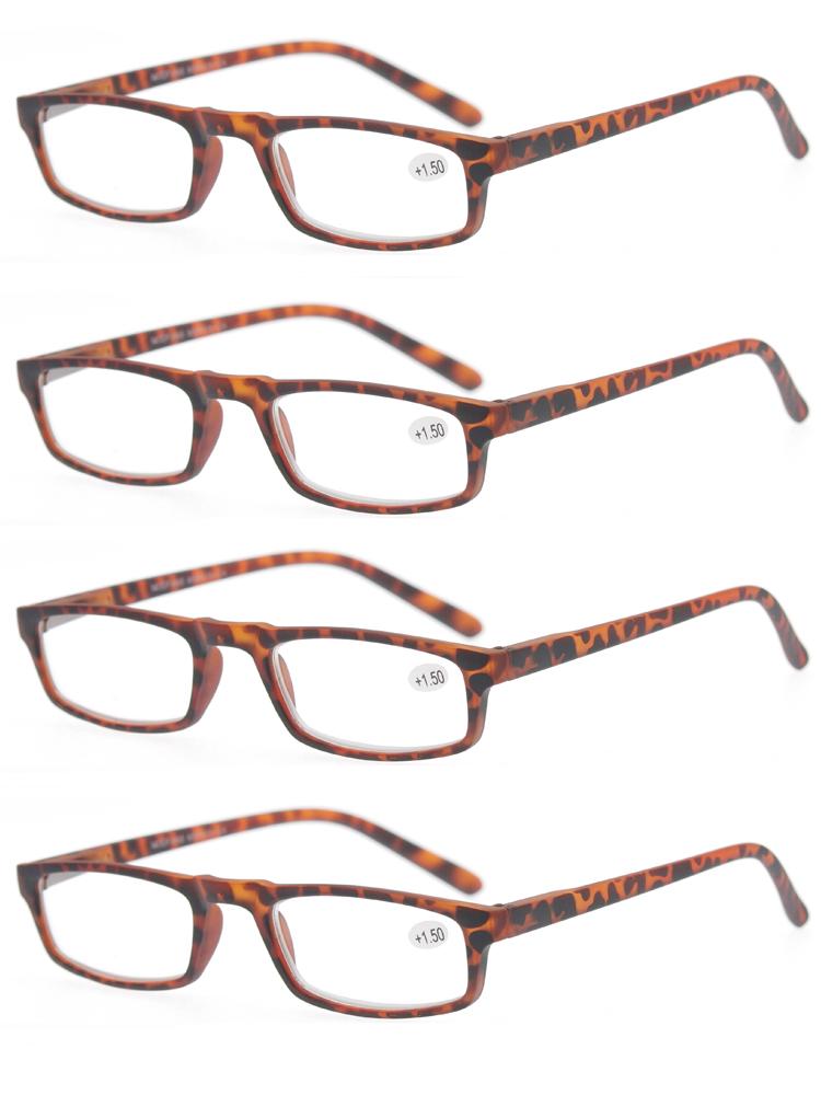 

MODFANS Reading Glasses - 4 Pairs Fashion Readers Narrow Frame Spring Hinge For Men Women 2.25
