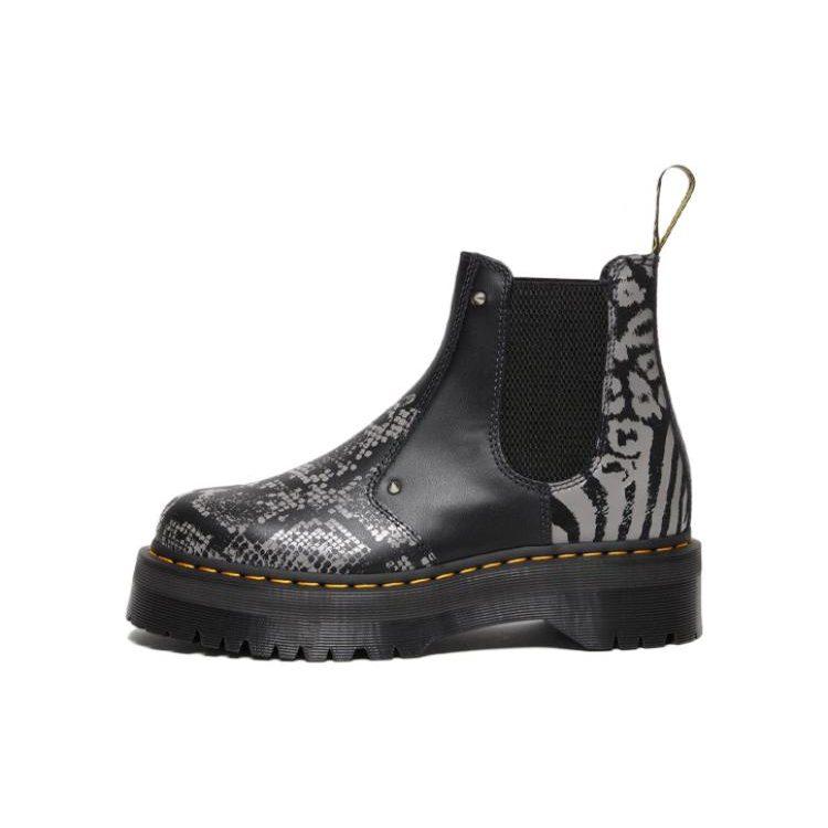 Dr. Martens 2976 Quad Plattform Djurmönstrade Kängor 'Svart Grå' 27692001