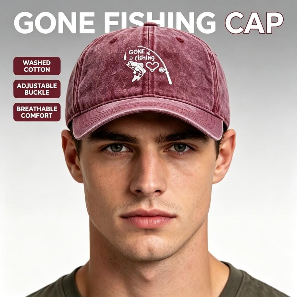 Print Design Peaked Cap Washed Finish Adjustable Cap Perfect Sun Hat Camping Hiking