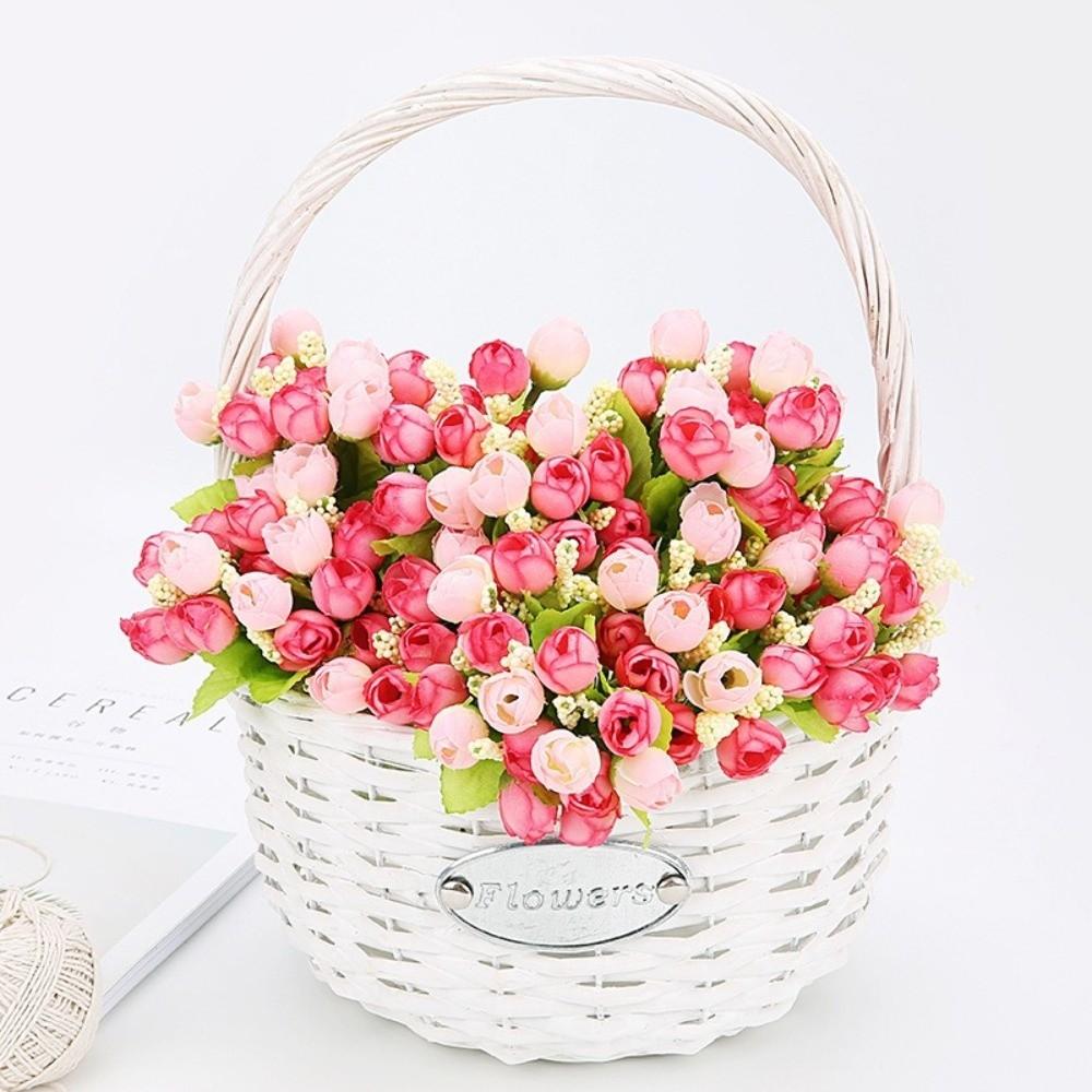 Creative 15 Heads Rose Artificial Flowers Simulation with Stems Faux Roses Flower Bouquets Arrangement Flower Home Decoration