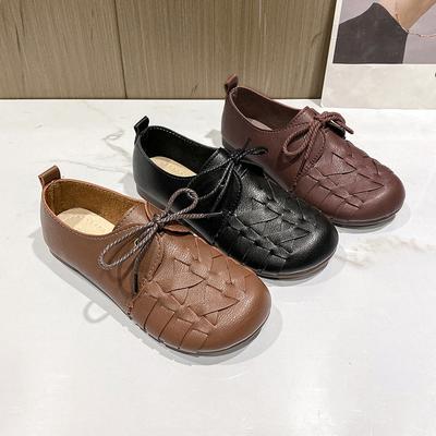 2024 2024 Women's New Spring/Summer Round Toe Flat Bottom Bean Shoes Women's Soft Sole Leather Shoes Single Shoes