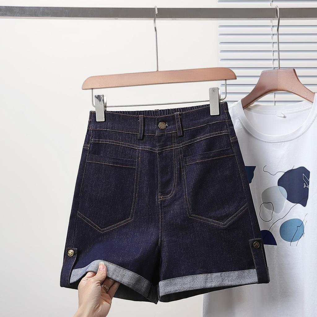 DIMANAF Plus Size Women Shorts Pants Summer Elastic Loose Jeans Short Basic High Waist Casual Harem Pants 5XL