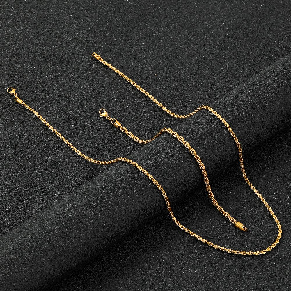 

Специально разработан для покрытия ювелирных изделий из титановой стали18-каратное золото Кубинская цепь Простая цепь Хип-хоп тренд Набор браслета и ожерелья из нержавеющей стали gold Two-piece set4