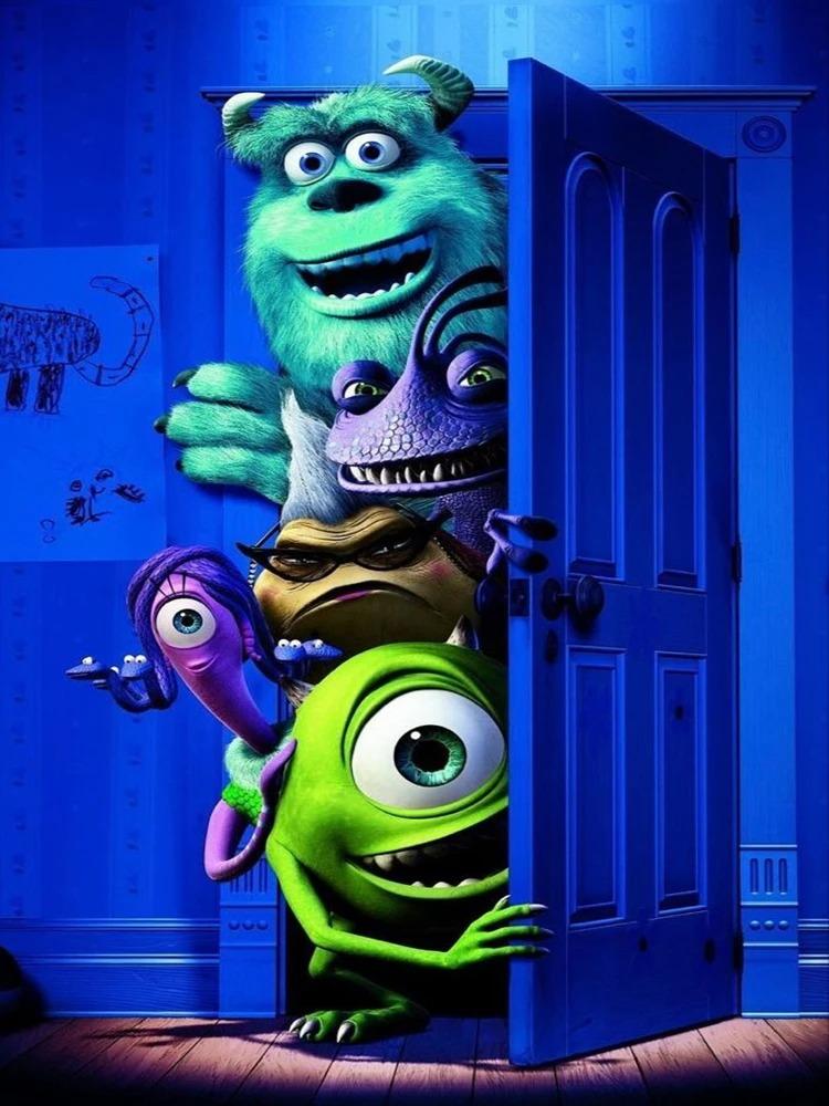 2025 Nuovo Monsters & Co Ricamo Diamante Cartone Animato Pittura Diamante Rotonda Nuovo Puzzle Mosaico Strass Decorazione Parete Casa