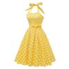 Retro-Pünktchen-Schnür-Neckholder-Ausgestelltes Ballkleid Performance-Kleid, Bohème-Stil