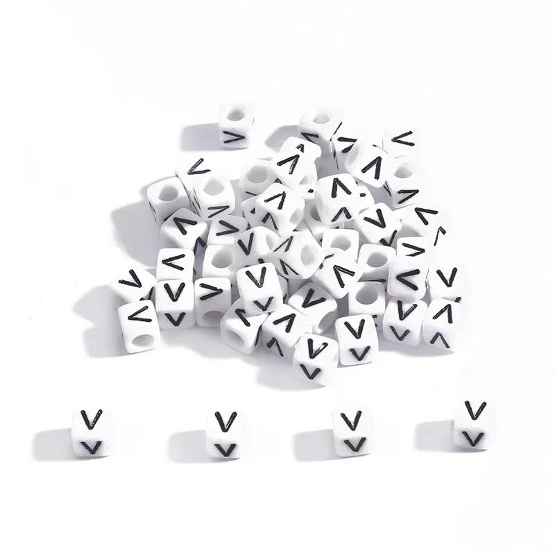 100-500pcs Acrylic A-Z Letter Bead White Square Cube Alphabet Bead for Jewelry Making Diy Bracelet Necklace Earrings Accessories