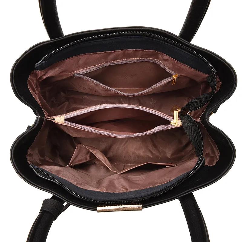 Women's Soft Leather Handbag Large Capacity Single Shoulder Messenger Bag Solid Color Leather Bag for Office Ladies