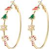 European & American Christmas Earrings - Christmas Tree, Snowflake, and Santa Claus Large Hoop Earrings for Holiday Parties