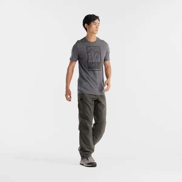 DECATHLON 100 Series TREK Solid Outdoor Ultra-Step Quick Dry Sports Mid-Rise Straight-Leg Slacks Men's Dark Olive Green