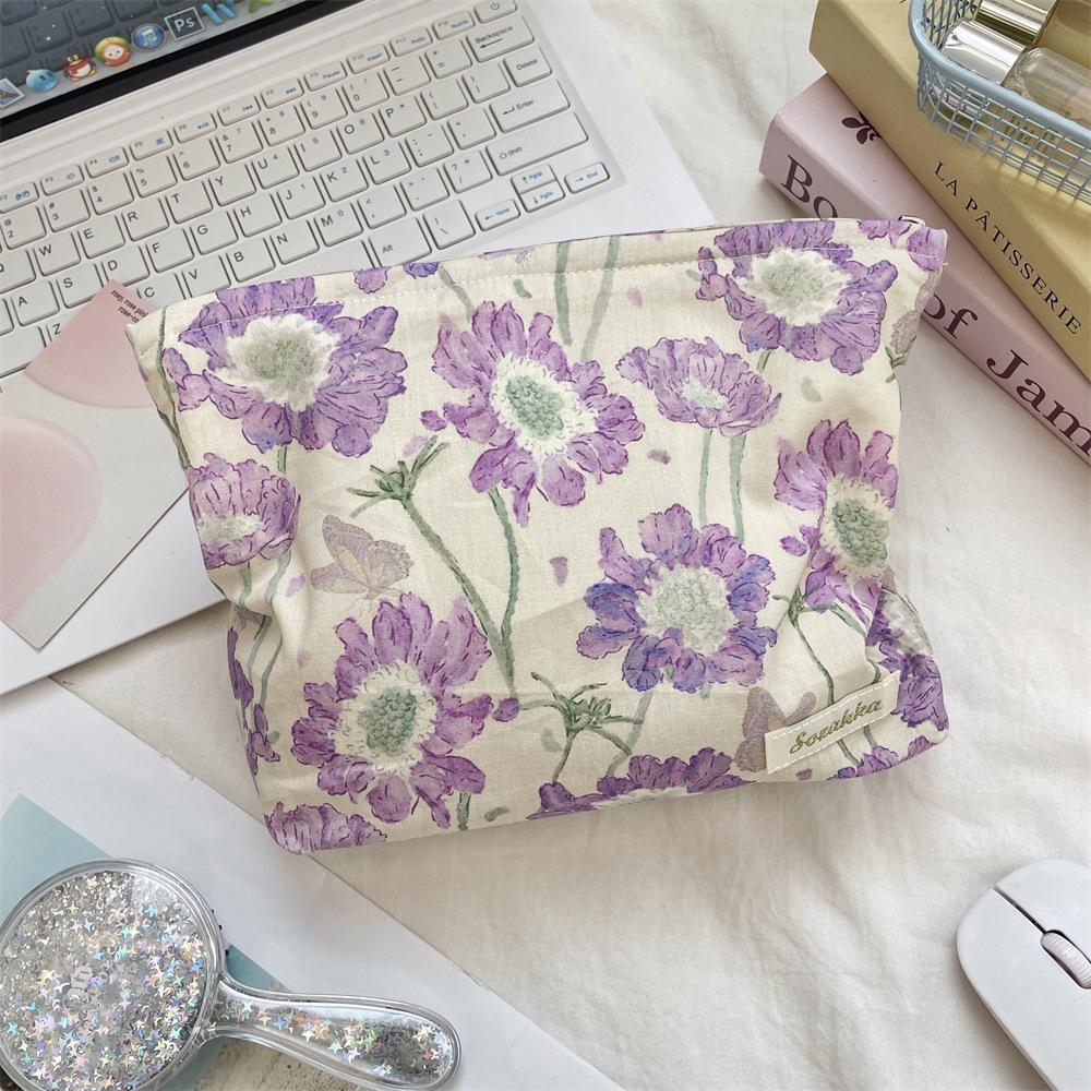 Floral Makeup Bags Women Cosmetic Bag Artistic Print Clutch Bag Travel Organizer Wash Bag Portable Makeup Pouch Key Phone Pouch