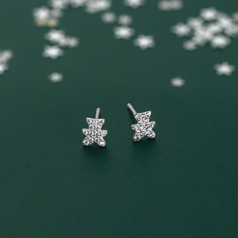 

Серьги-мишки из серебра 925 пробы в корейском стиле Banyan Tree - Милые, простые и нежные, с полной бриллиантовой отделкой для женщин. 925 Silver