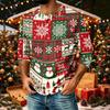 Men's Casual Raglan Three-Quarter Sleeve Shirt with Christmas Print