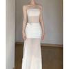 French Pure Desire Temperament Perspective White Mesh Flower Tube Top Dress Women's Seaside Vacation Temperament Hip-wrapped Dress