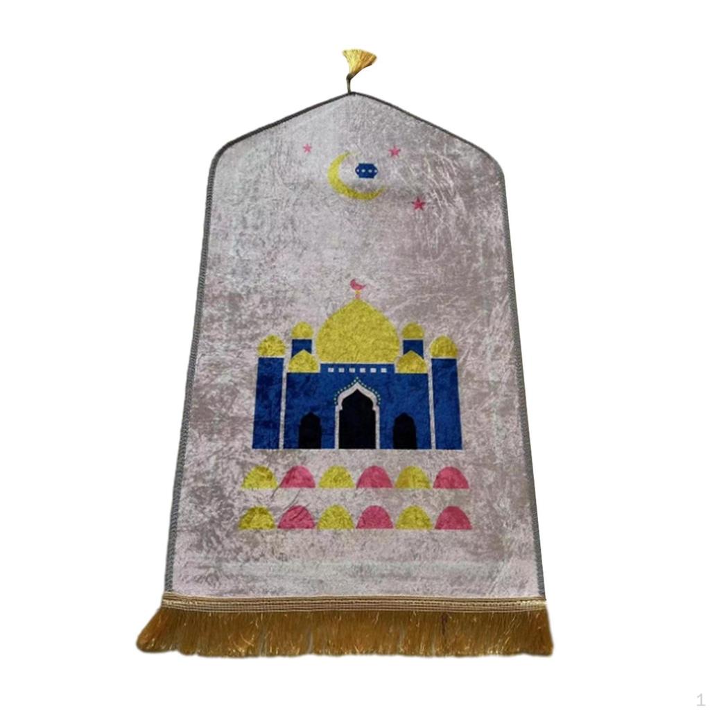 Tappeto da preghiera con nappe, decorazione per adorazione, in velluto, 50 cm x 90 cm