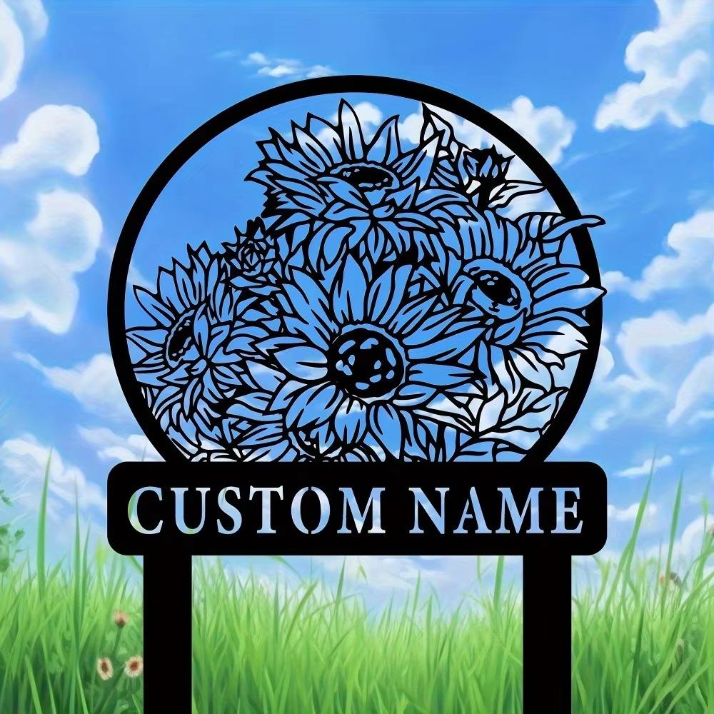 Custom Art Deco Sunflower Metal Sign Floor Decor Durable Landscape Ornament