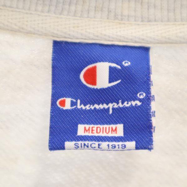 Champion 90s Blue Tag Old Back Print Long sleeve trainer M gray sweat Men's Used