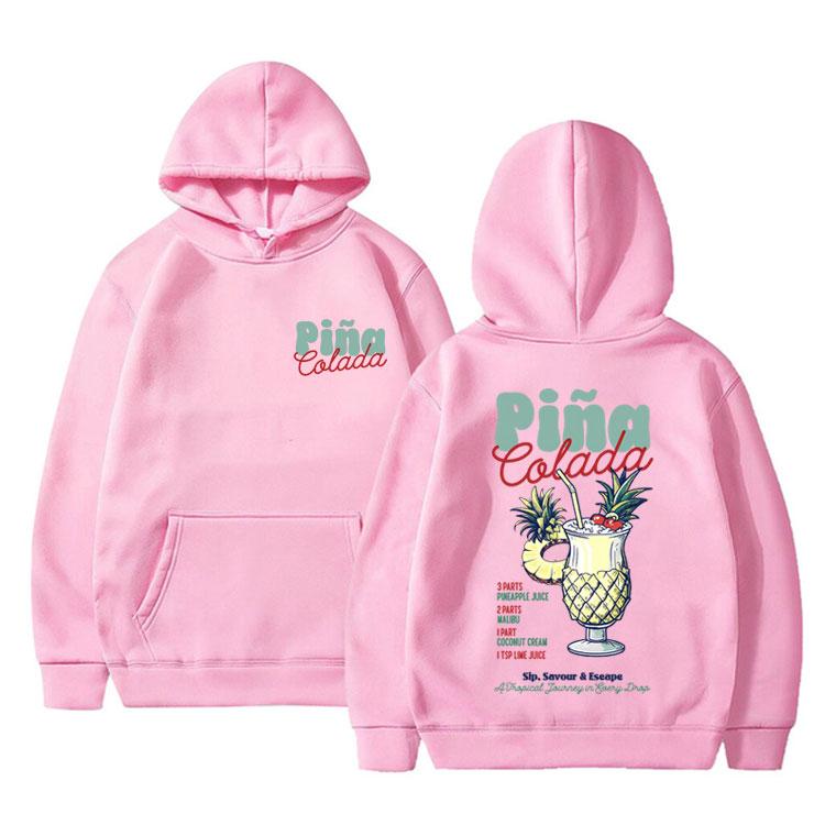 Lustiger Pina Colada Cocktail Doppelseitiger Grafik Hoodie Herren Damen Mode Übergroße Sportbekleidung Herren Freizeit Langarm Kapuzenpullover