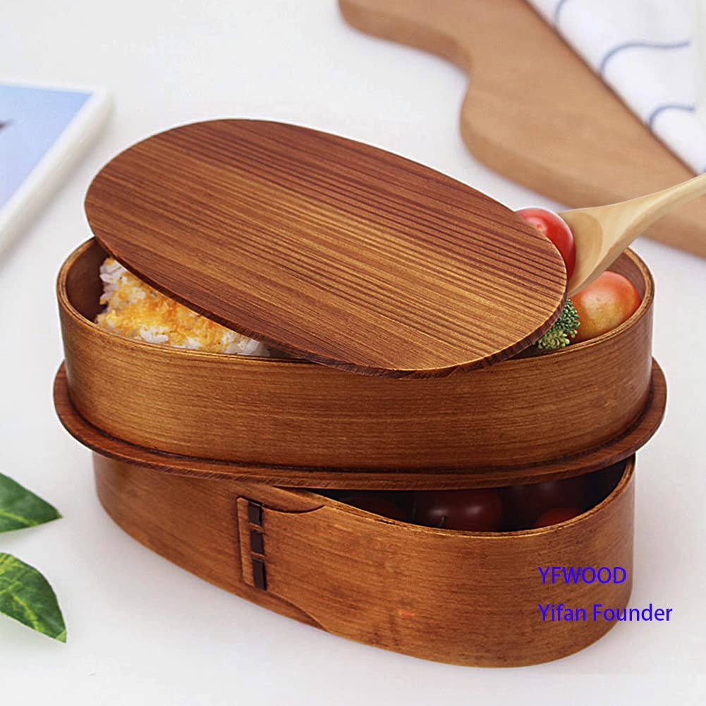 YFWOOD Magewappa Bento with Convenient Nested Bento Made of Natural Cedar Wood with Genuine Lacquer Moisturizing Side Large Perfect for or Any Box,