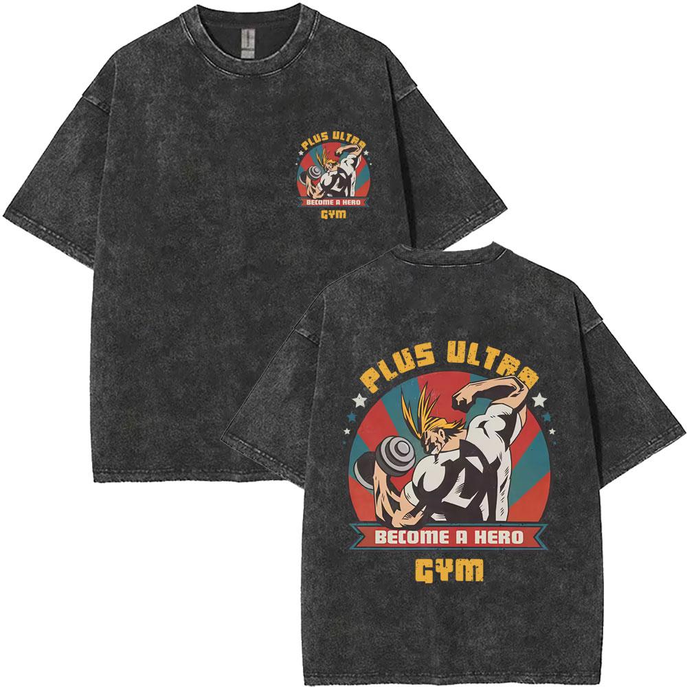 

Washed Vintage Anime My Hero Academia Midoriya Izuku Eyes Graphic T Shirt Men Women Casual Cotton Manga Tshirts Tops Streetwear S