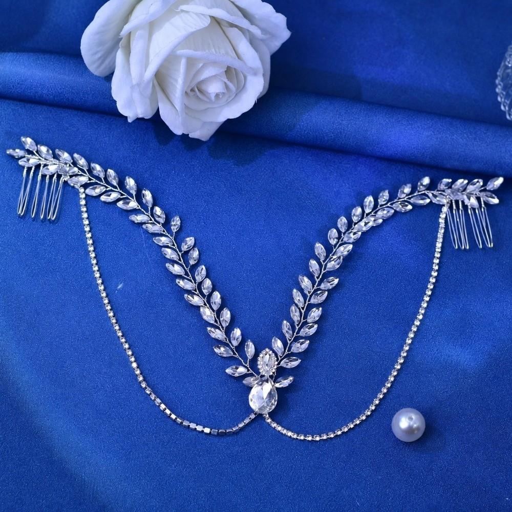 Shining Wedding Rhinestone Headband Solid Color Hair Comb Exquisite Women's Headwear Wedding