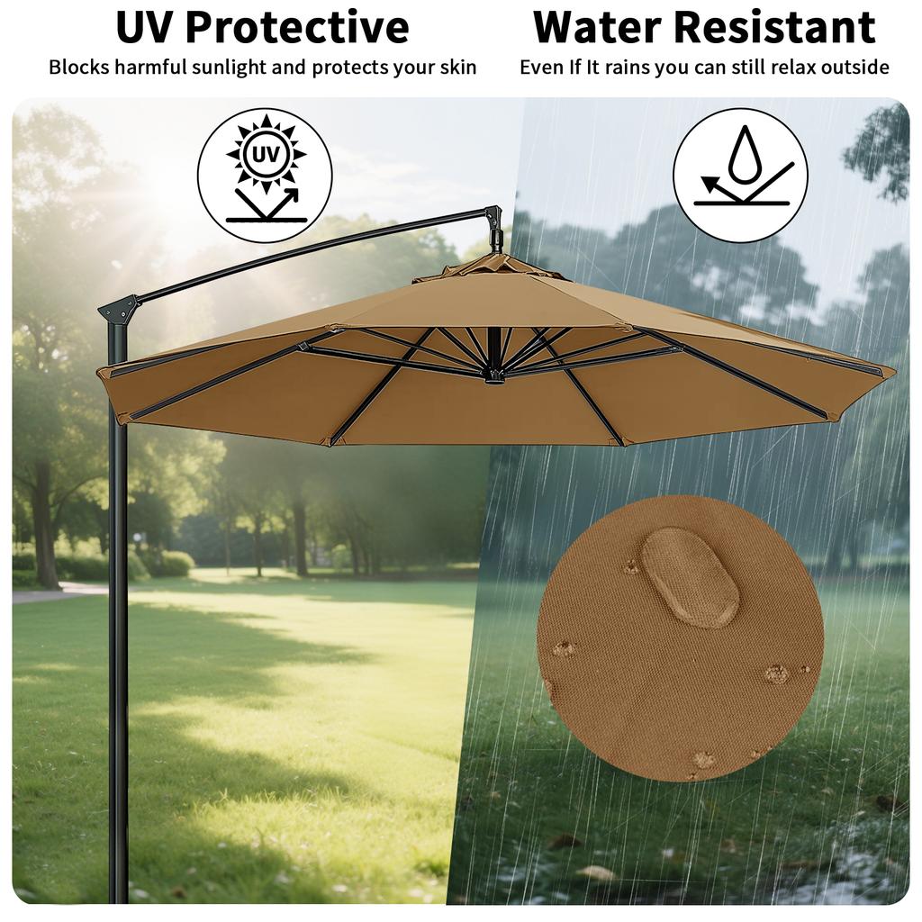 Waterproof Replacement Umbrella Cloth 2/3M Patio Parasol Cover UV-Anti Canopy Cover Replacement Parasol Cover for Balcony Garden