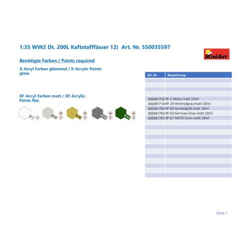 Miniart 1/35 WWII German 200L Fuel Can Set Plastic Model Kit MA35597