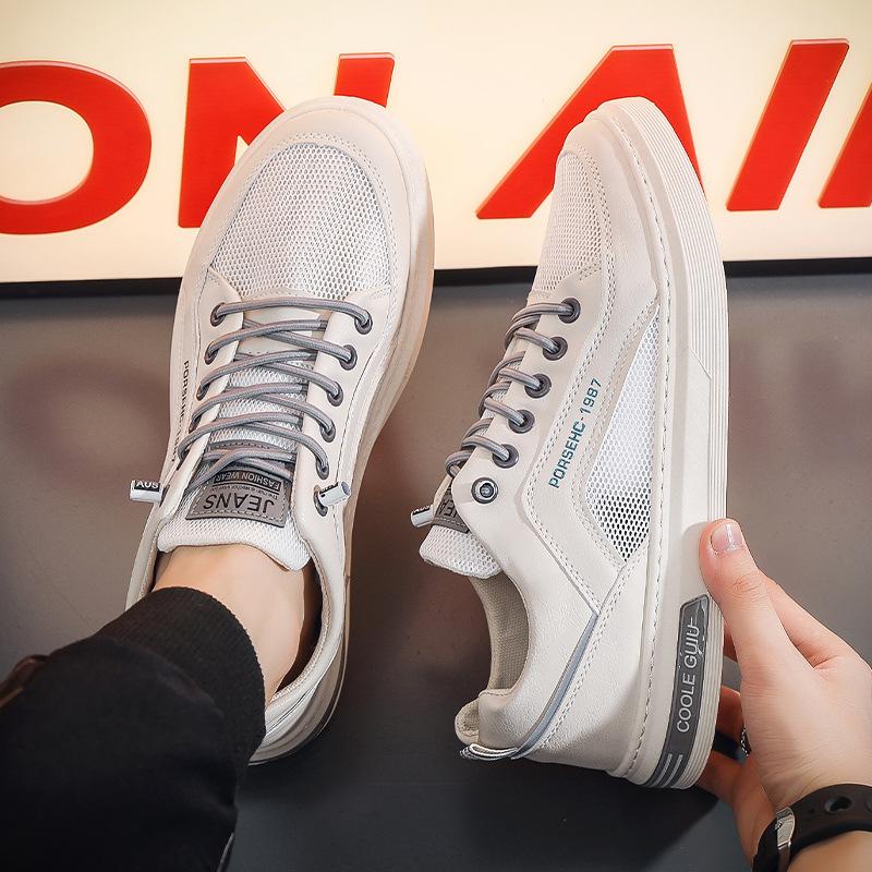 Summer breathable 2025 single mesh men's shoes sports hollow comfortable versatile non-slip wear-resistant small white shoes casual board shoes