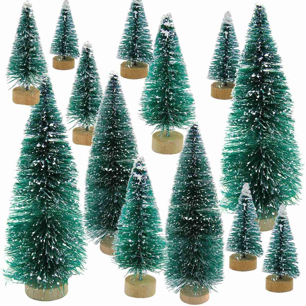 M-Modern-34 Stück Mini Weihnachtsbaum Schnee Frost Kleine Kiefer DIY Basteln Schreibtischdekoration Weihnachtsschmuck Baumschmuck