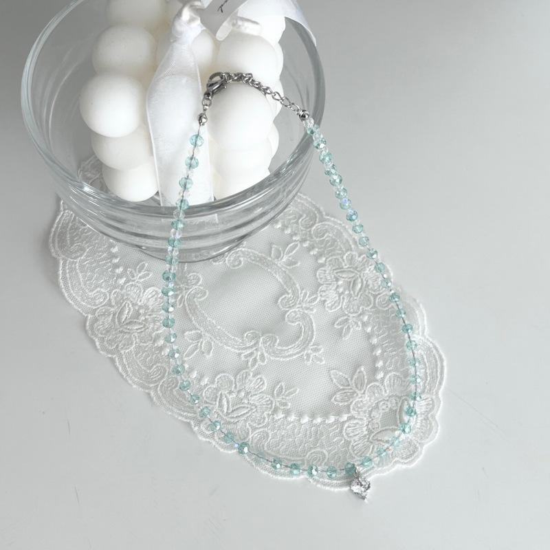 

Ожерелье с подвеской в виде сердца из циркона с бисером из стекла, модная простая темпераментная цепочка для ключицы, легкая роскошная универсальная высококлассная бижутерия