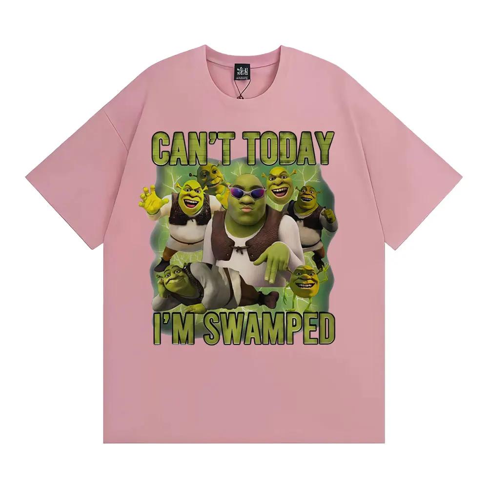 

Cant Today Im Swamped Vintage Graphic Tshirt Funny Cartoon Shrek Meme T Shirts Unisex Women Casual Cotton Oversized T Shirt Tops 4XL