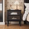 Vintage Bedside Cabinet  Solid Wood Small Nightstand with Glass Door Retro Bedroom Side Table for Home Decor