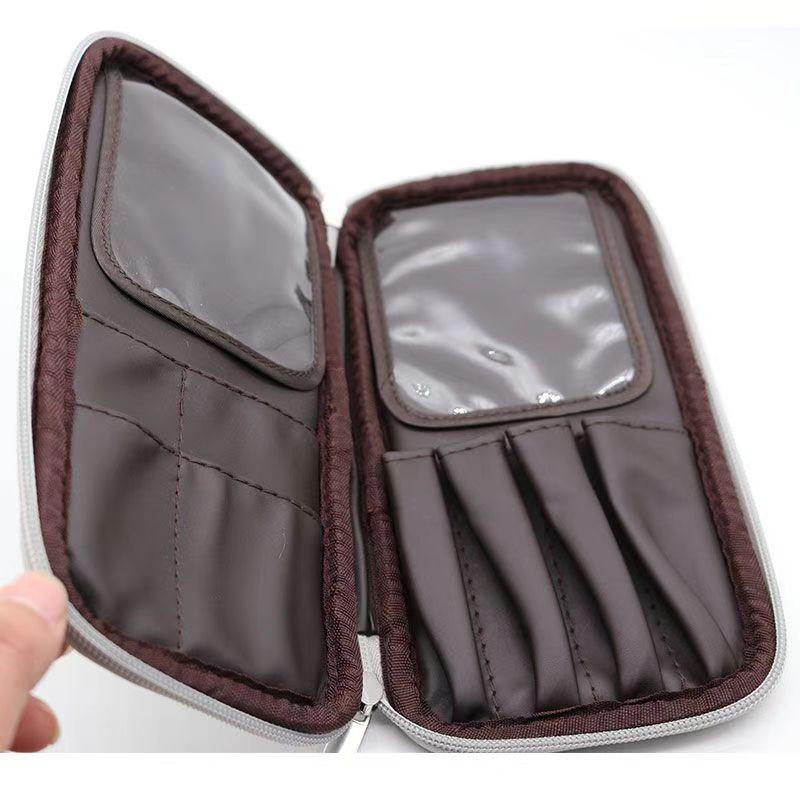 Black Waterproof Double Zipper Makeup Brush Storage Bag - Portable Multifunctional Organizer